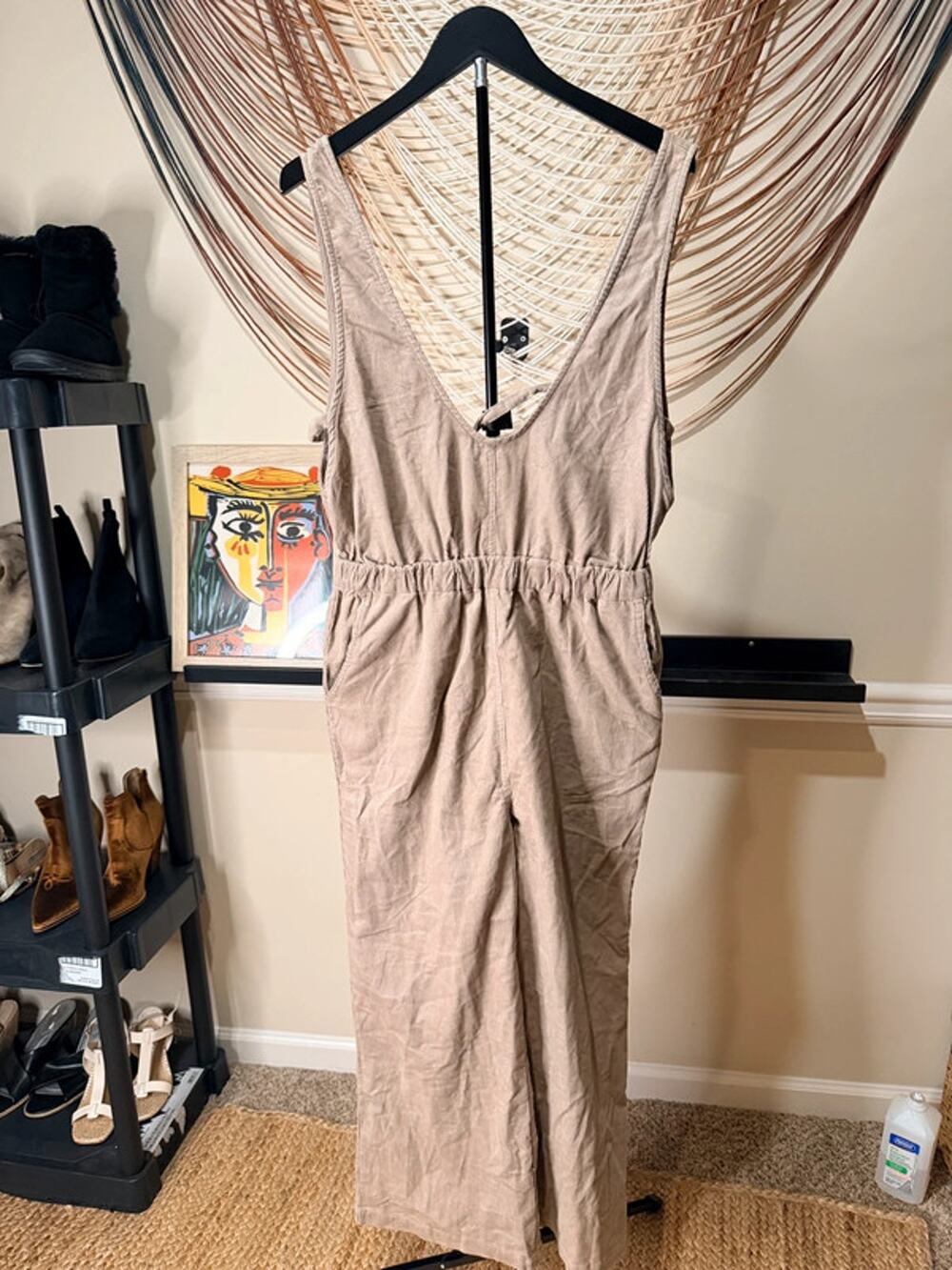 Loveriche 100% cotton corduroy overalls, L beige EUC 2627